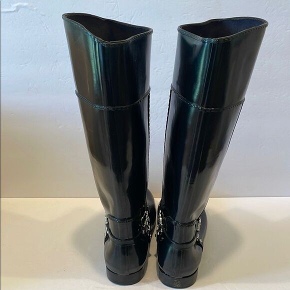 Michael Kors Black Heeled Boots with Decorative Strap and Silver logo - Picture 6 of 13